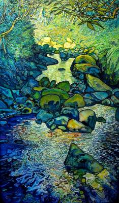 "Bush Stream 2" - Painting by John Ruth, a painter from Hawke's Bay, New Zealand.