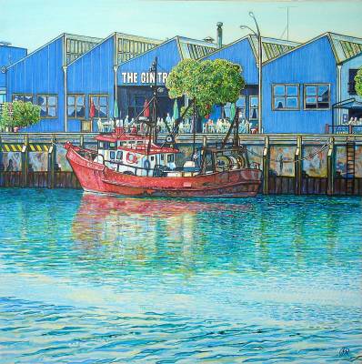 "Gin Trap, Napier" - Painting by John Ruth, a painter from Hawke's Bay, New Zealand.