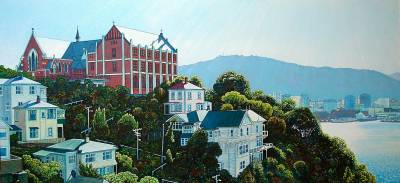 "St Gerards" - Acrylic on Board - Painting by John Ruth, a painter from Hawke's Bay, New Zealand.