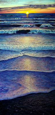 "Ocean Beach Sunrise" - Acrylic on Board - Painting by John Ruth, a painter from Hawke's Bay, New Zealand.