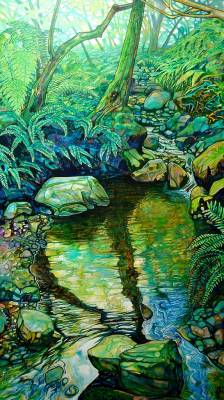 "Karori Sanctuary Stream" - Painting by John Ruth, a painter from Hawke's Bay, New Zealand.