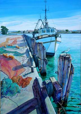 "Iron Pot - Fishing Nets" - Painting by John Ruth, a painter from Hawke's Bay, New Zealand.