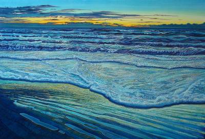 "Seascape at Dawn" - Acrylic on Board - Painting by John Ruth, a painter from Hawke's Bay, New Zealand.