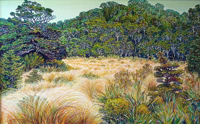 "National Park - Heaphy Track" - Acrylic on Board - Painting by John Ruth, a painter from Hawke's Bay, New Zealand.