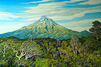 "Mt Taranaki" - Painting by John Ruth, a painter from Hawke's Bay, New Zealand.