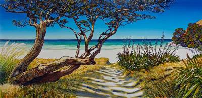 "Coromandel coastline" - Painting by John Ruth, a painter from Hawke's Bay, New Zealand.