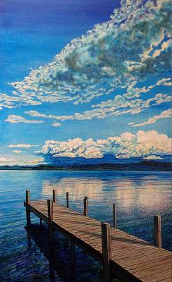 "Lake Taupo from Kuratau" - Acrylic on Board - Painting by John Ruth, a painter from Hawke's Bay, New Zealand.