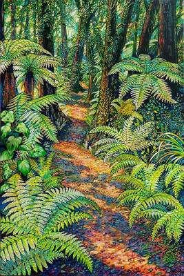 "Kakariki Track" - Acrylic on Board - Painting by John Ruth, a painter from Hawke's Bay, New Zealand.