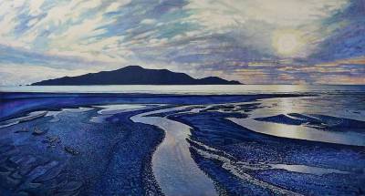 "Kapiti Blues" - Acrylic on Board - Painting by John Ruth, a painter from Hawke's Bay, New Zealand.