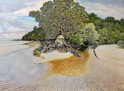 "Tidal Estuary - Rakiura" - Painting by John Ruth, a painter from Hawke's Bay, New Zealand.