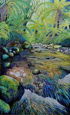 "Bush Stream" - Painting by John Ruth, a painter from Hawke's Bay, New Zealand.