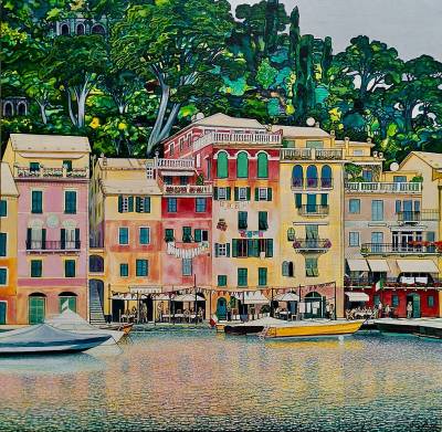 "Portofino" - Acrylic on Canvas - Painting by John Ruth, a painter from Hawke's Bay, New Zealand.