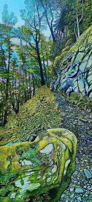 "Routeburn Track" - Painting by John Ruth, a painter from Hawke's Bay, New Zealand.