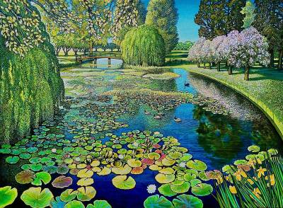 "Waikoko Gardens" - Painting by John Ruth, a painter from Hawke's Bay, New Zealand.